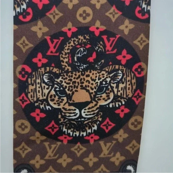 Louis Vuitton Monogram Brown and Red Scarf - Picture 9 of 11